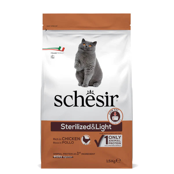 Schesir Sterilised Light Pollo 1,5kg - Gatti Adulti Sterilizzati Schesir Sterilised Light Pollo 1,5kg - Gatti Adulti Sterilizzati